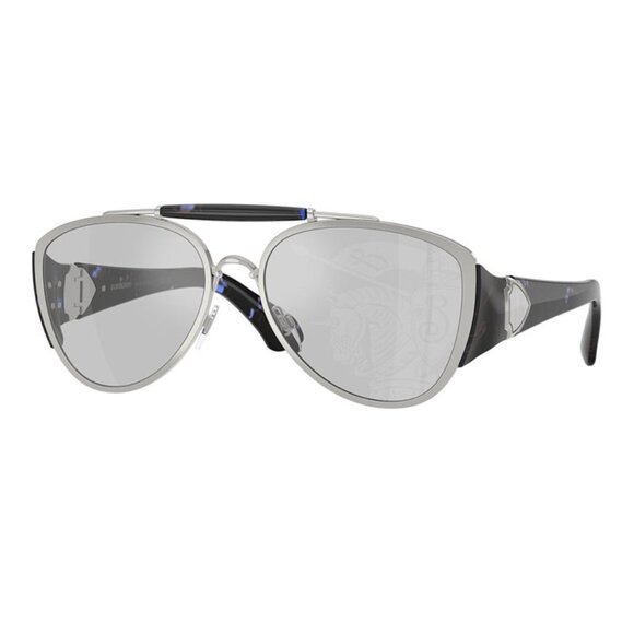 NEW BURBERRY AVIATOR SILVER MEN BE3161 1005/69 SUNGLASSES BE3161 100569  EYEWEAR - Picture 1 of 3